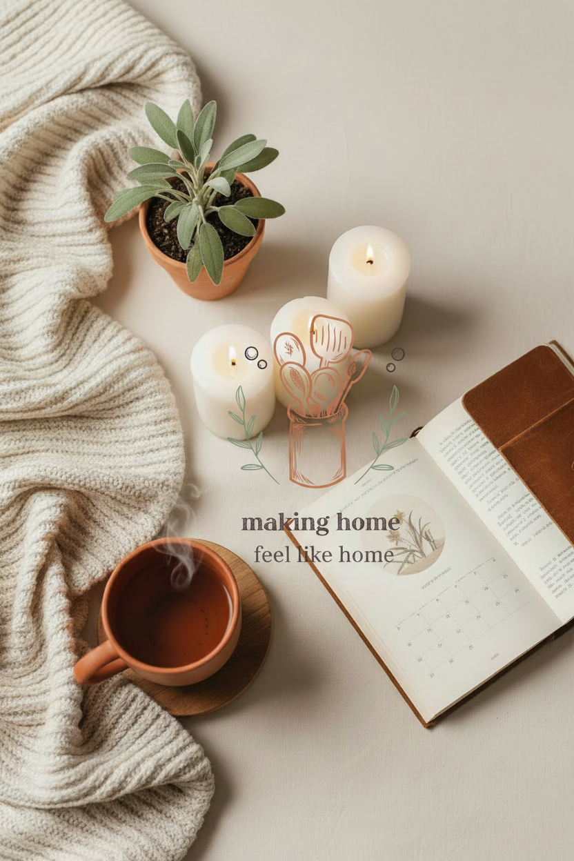 CalmNCozy Banner with Logo and Tagline